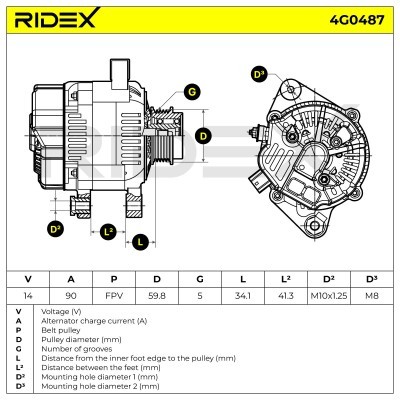 Alternator RIDEX 4G0487 4G0487 - photo 7
