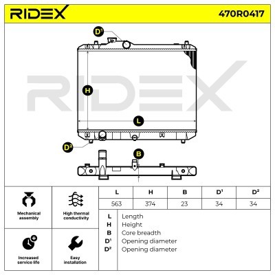Radiator, Engine Cooling RIDEX 470R0417 470R0417 - photo 3