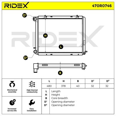 Radiator, Engine Cooling RIDEX 470R0746 470R0746 - photo 5