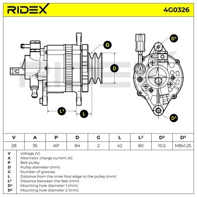 Alternator RIDEX 4G0326 4G0326 - photo 6