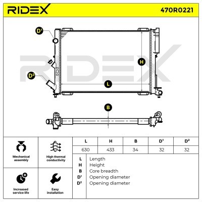 Radiator, Engine Cooling RIDEX 470R0221 470R0221 - photo 6