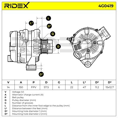 Alternator RIDEX 4G0419 4G0419 - photo 7