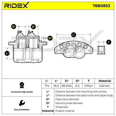 Brake Caliper RIDEX 78B0853 78B0853 - photo 6