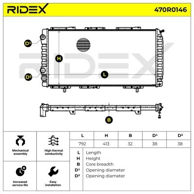 Radiator, Engine Cooling RIDEX 470R0146 470R0146 - photo 4