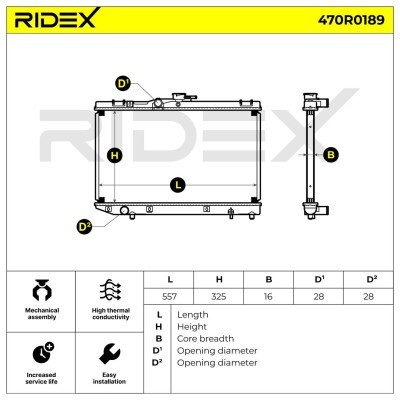 Radiator, Engine Cooling RIDEX 470R0189 470R0189 - photo 5