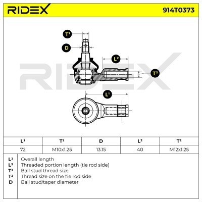 Tie Rod End RIDEX 914T0373 914T0373 - photo 4
