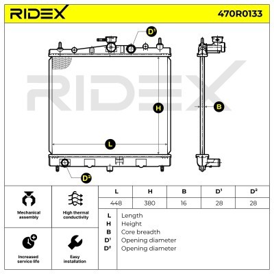 Radiator, Engine Cooling RIDEX 470R0133 470R0133 - photo 4