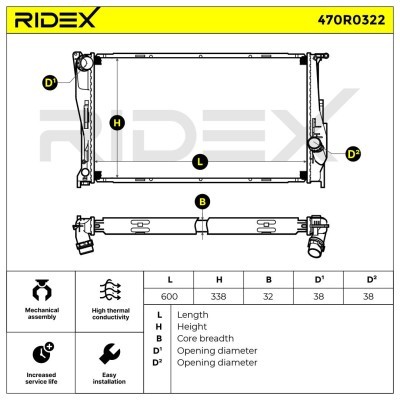 Radiator, Engine Cooling RIDEX 470R0322 470R0322 - photo 5