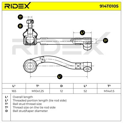Tie Rod End RIDEX 914T0105 914T0105 - photo 4