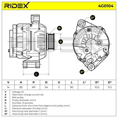Alternator RIDEX 4G0104 4G0104 - photo 7