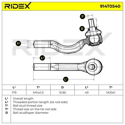 Tie Rod End RIDEX 914T0540 914T0540 - photo 6
