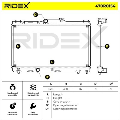 Radiator, Engine Cooling RIDEX 470R0154 470R0154 - photo 7
