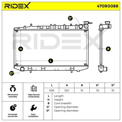 Radiator, Engine Cooling RIDEX 470R0088 470R0088 - photo 2