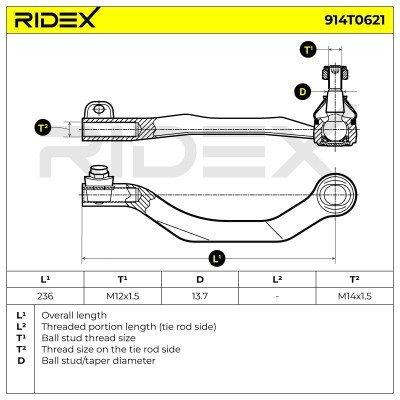 Tie Rod End RIDEX 914T0621 914T0621 - photo 7