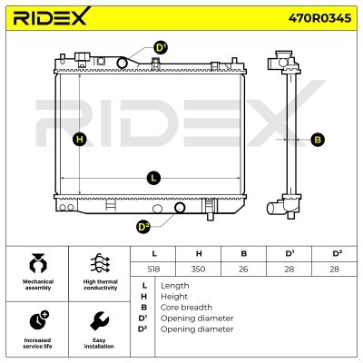 Radiator, Engine Cooling RIDEX 470R0345 470R0345 - photo 6
