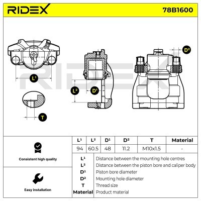 Brake Caliper RIDEX 78B1600 78B1600 - photo 3