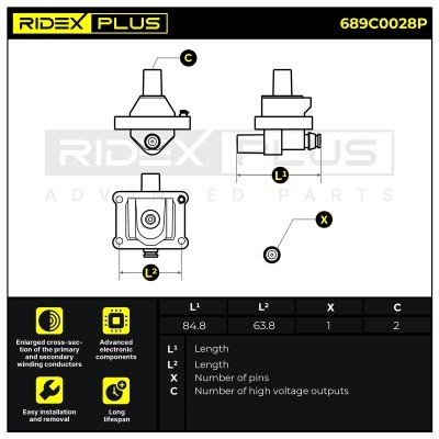 Ignition Coil RIDEX 689C0028P 689C0028P - photo 11