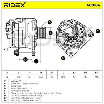 Alternator RIDEX 4G0184 4G0184 - photo 5