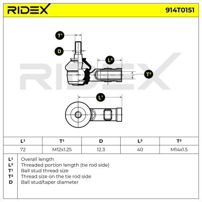 Tie Rod End RIDEX 914T0151 914T0151 - photo 5