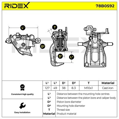 Brake Caliper RIDEX 78B0592 78B0592 - photo 6