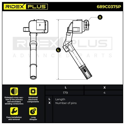 Ignition Coil RIDEX 689C0375P 689C0375P - photo 8