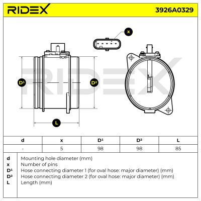 Air Mass Sensor RIDEX 3926A0329 3926A0329 - photo 6