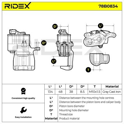 Brake Caliper RIDEX 78B0834 78B0834 - photo 5