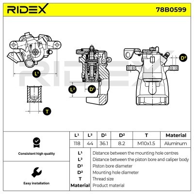 Brake Caliper RIDEX 78B0599 78B0599 - photo 7