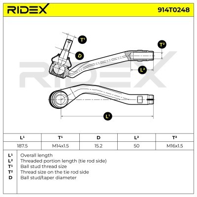 Tie Rod End RIDEX 914T0248 914T0248 - photo 4