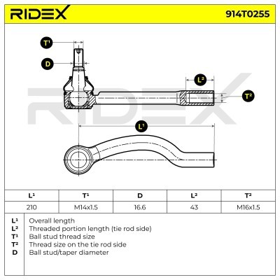 Tie Rod End RIDEX 914T0255 914T0255 - photo 6