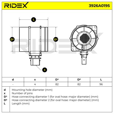 Air Mass Sensor RIDEX 3926A0195 3926A0195 - photo 7