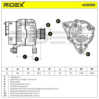 Alternator RIDEX 4G0295 4G0295 - photo 5