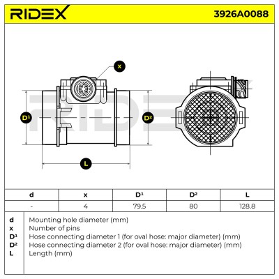 Air Mass Sensor RIDEX 3926A0088 3926A0088 - photo 8
