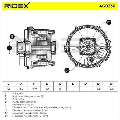 Alternator RIDEX 4G0230 4G0230 - photo 7