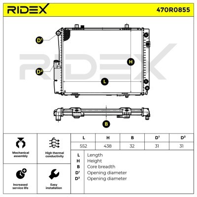 Radiator, Engine Cooling RIDEX 470R0855 470R0855 - photo 5