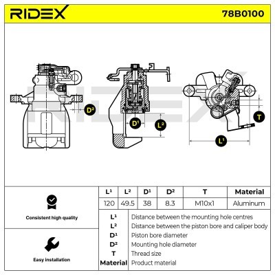 Brake Caliper RIDEX 78B0100 78B0100 - photo 6