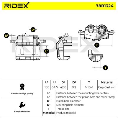 Brake Caliper RIDEX 78B1324 78B1324 - photo 7