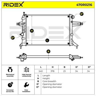 Radiator, Engine Cooling RIDEX 470R0216 470R0216 - photo 5