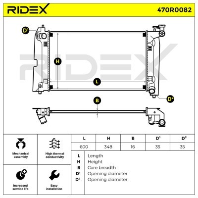 Radiator, Engine Cooling RIDEX 470R0082 470R0082 - photo 5