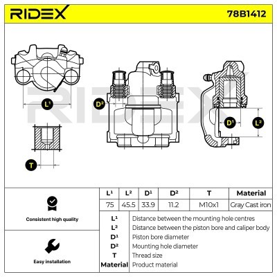 Brake Caliper RIDEX 78B1412 78B1412 - photo 7
