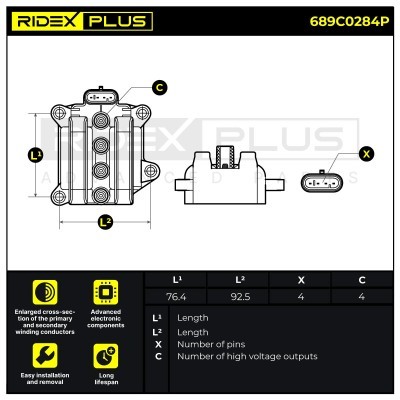 Ignition Coil RIDEX 689C0284P 689C0284P - photo 9