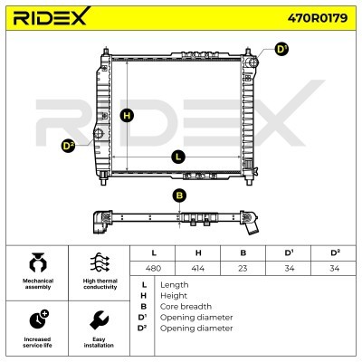 Radiator, Engine Cooling RIDEX 470R0179 470R0179 - photo 3