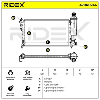 Radiator, Engine Cooling RIDEX 470R0744 470R0744 - photo 6