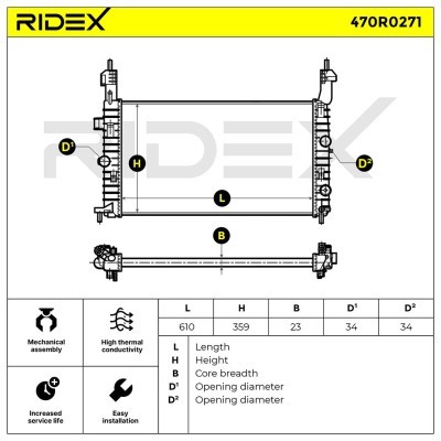Radiator, Engine Cooling RIDEX 470R0271 470R0271 - photo 7