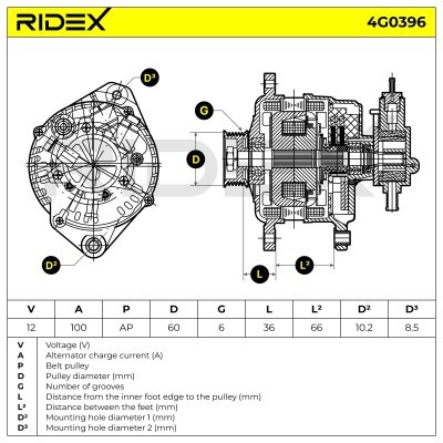 Alternator RIDEX 4G0396 4G0396 - photo 7