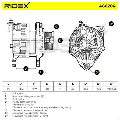 Alternator RIDEX 4G0204 4G0204 - photo 5