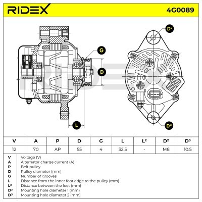 Alternator RIDEX 4G0089 4G0089 - photo 7