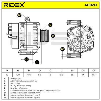 Alternator RIDEX 4G0213 4G0213 - photo 8