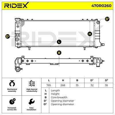 Radiator, Engine Cooling RIDEX 470R0260 470R0260 - photo 8