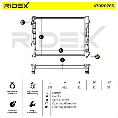 Radiator, Engine Cooling RIDEX 470R0703 470R0703 - photo 7